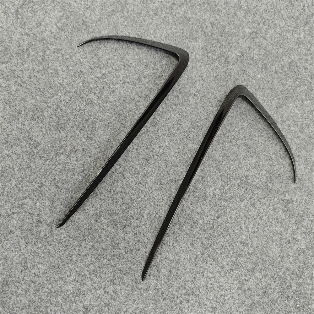 ل تسلا نموذج Y 2020-2024 مصابيح شفرة الكسوة المفسد سكين الرياح لمعان الأسود ABS الجسم أطقم ضبط 2 قطعة سيارة الجبهة الضباب غطاء خفيف