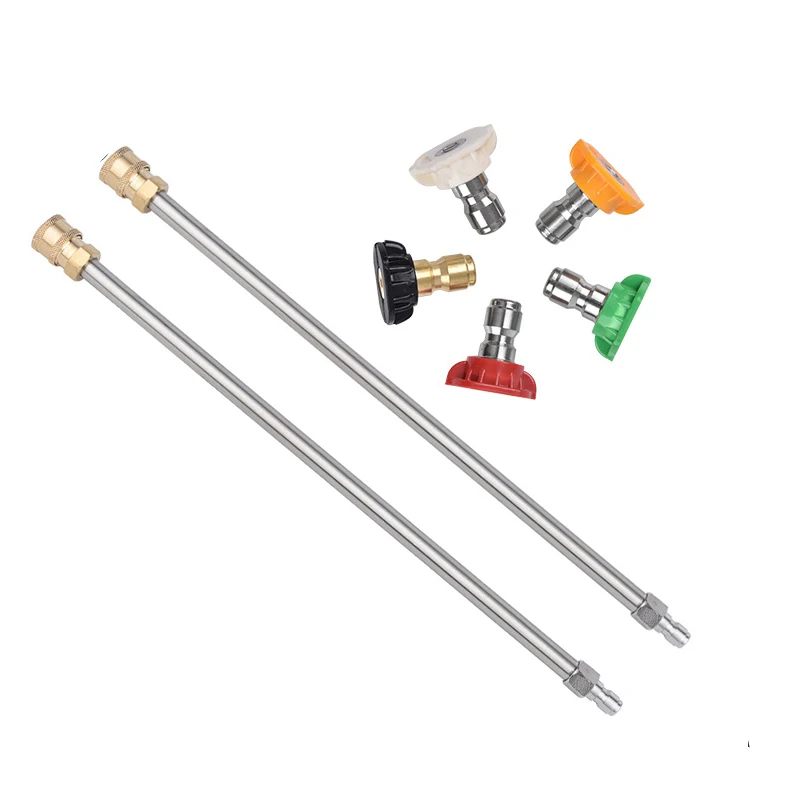 2Pcs Auto Pressure Washer Extension Rod 16 Inch Stainless Steel 1/4 Inch Quick Connect Power Wash Nozzle Anticorrosion Durable