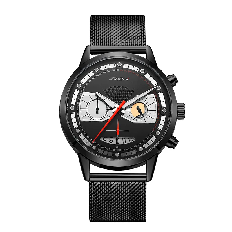 Мужские часы с сетчатым ремешкомcreative кварцевые часы, многофункциональные мужские часыподарок для подруги, женские наручные часы высокого класса.