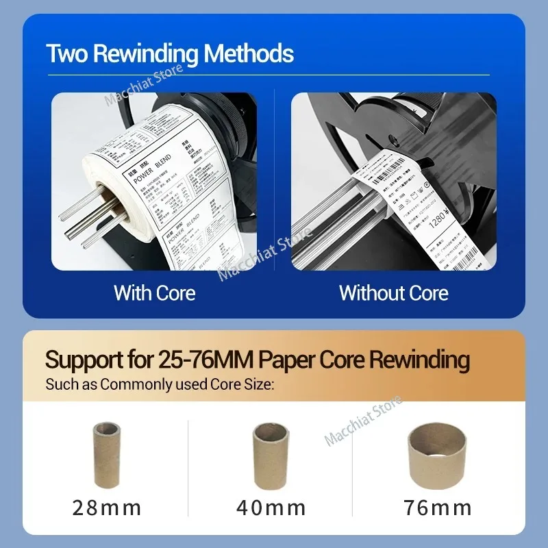 Auto Sync 20W 120mm Width Label Rewinder Self-adhesive  Tag Barcode Stickers  ing Machine