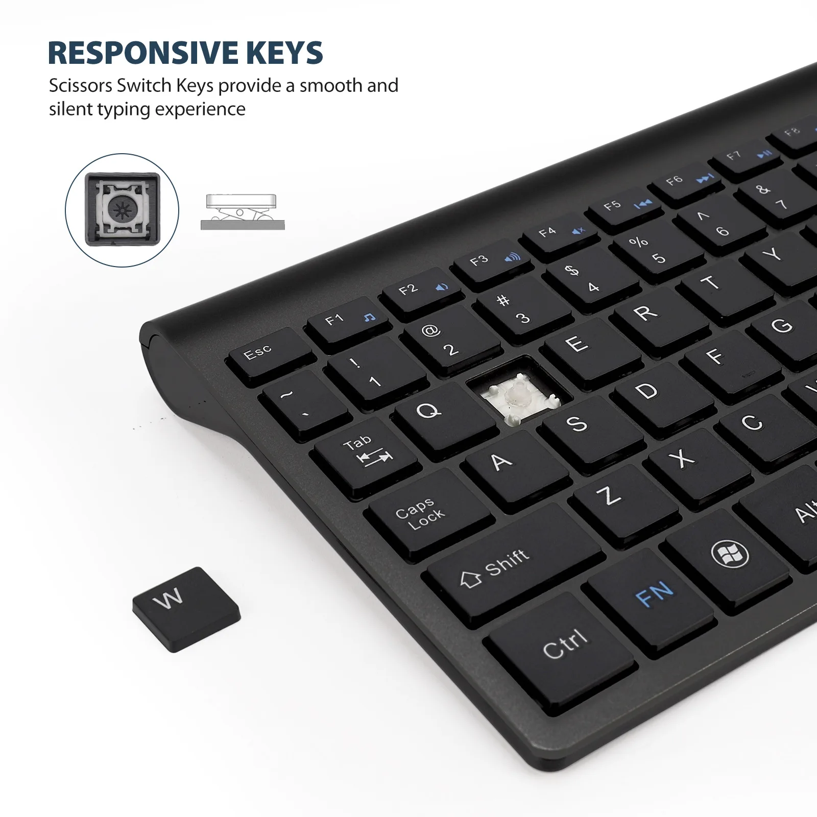 2.4G Wireless Ultra Slim Multimedia Full-Size Keyboard Mouse Set Office Slient Click Portable Keyboard For PC Computer Tablet