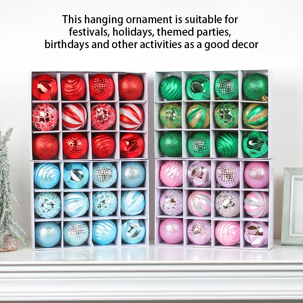 12 шт., 6 см, рождественские шары, подвесные праздничные атмосферные украшения, день рождения, для помещений и улицы
