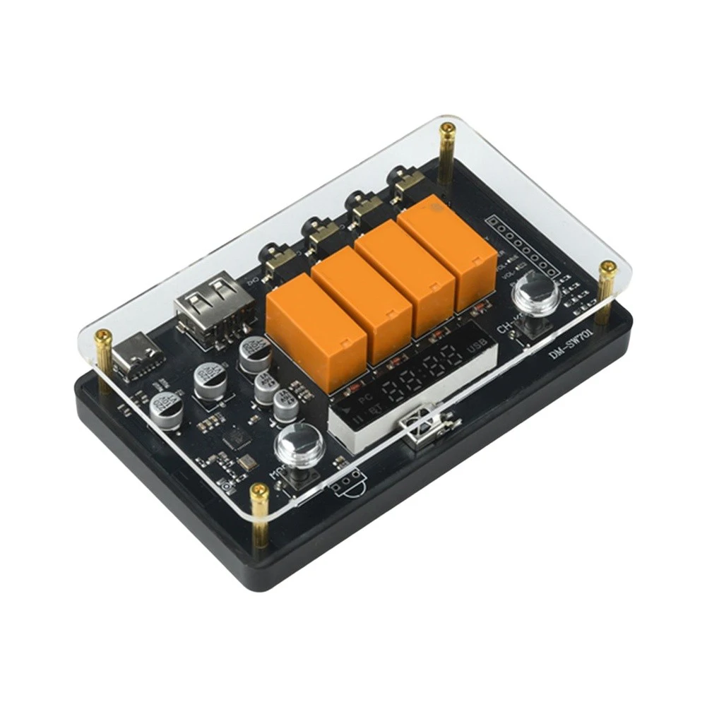 For 4 Channel Wireless Audios Switcher Selector Box With 3.5mm AUX USB Remote For TV Game Console For MP3 Player