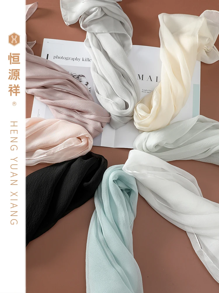 エレガントなシルクスカーフ-女性用-おしゃれで多用途-日焼け対策-暖かさをプラス-春秋-季節の装飾-無地