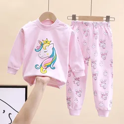 Spring Autumn Girls Clothing Sets Toddler Baby Long Sleeve Cartoon Unicorn T-shirt Tops + Pants Children's Pajamas Underwear