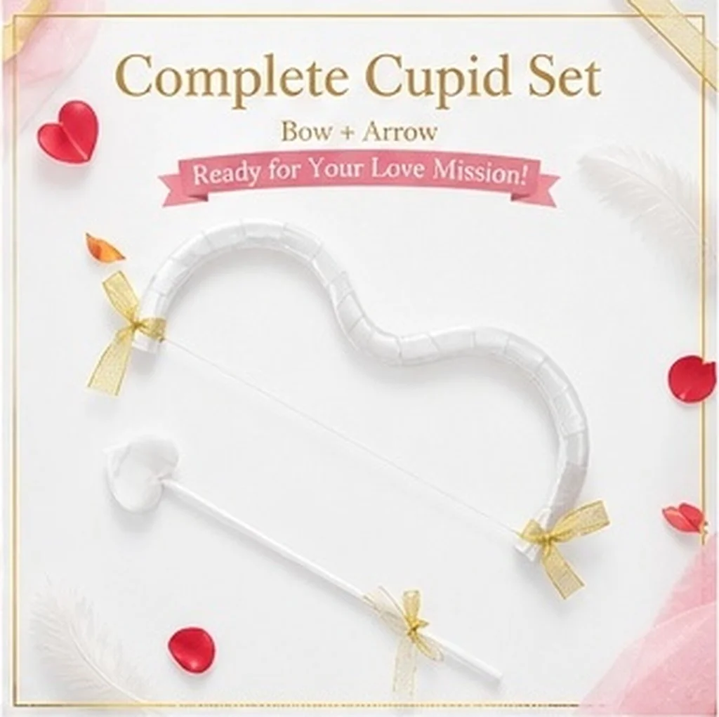 Cupid Bow and Arrow Valentine Halloween Cosplay Party Costume Accessories Lightweight Versatile Use Romantic Atmosphere