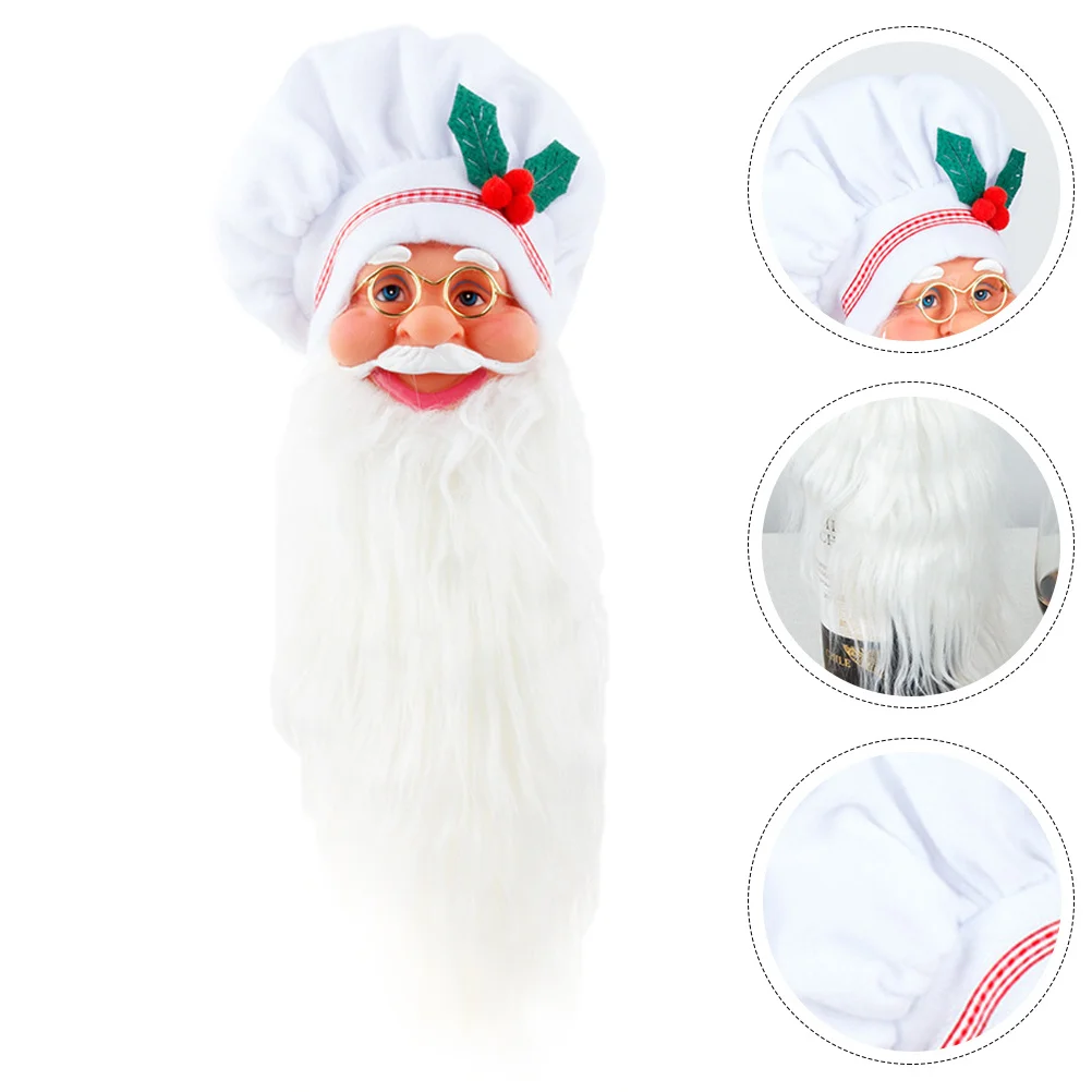 

1pc Santa Head Shape Wine Cover Christmas Bottle Holder For Holiday Party Decor Bottle Sleeve Bar Tool Accessory