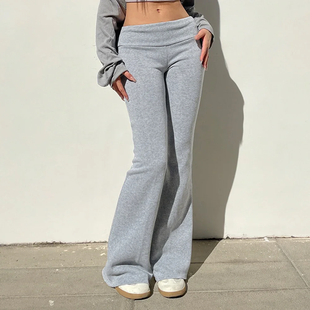 

CPSYMYM Women's Pants All Season Casual K-Style Ripped Asymmetrical Design Natural Waist Full Length Slim Daily Pants