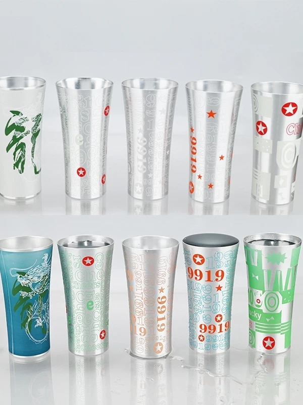 Bar Coffee Juice Cup Color Changing Aluminum Beer Cup Food Grade Aluminum Cold Brew Creative Metal Wine Glass TD1101