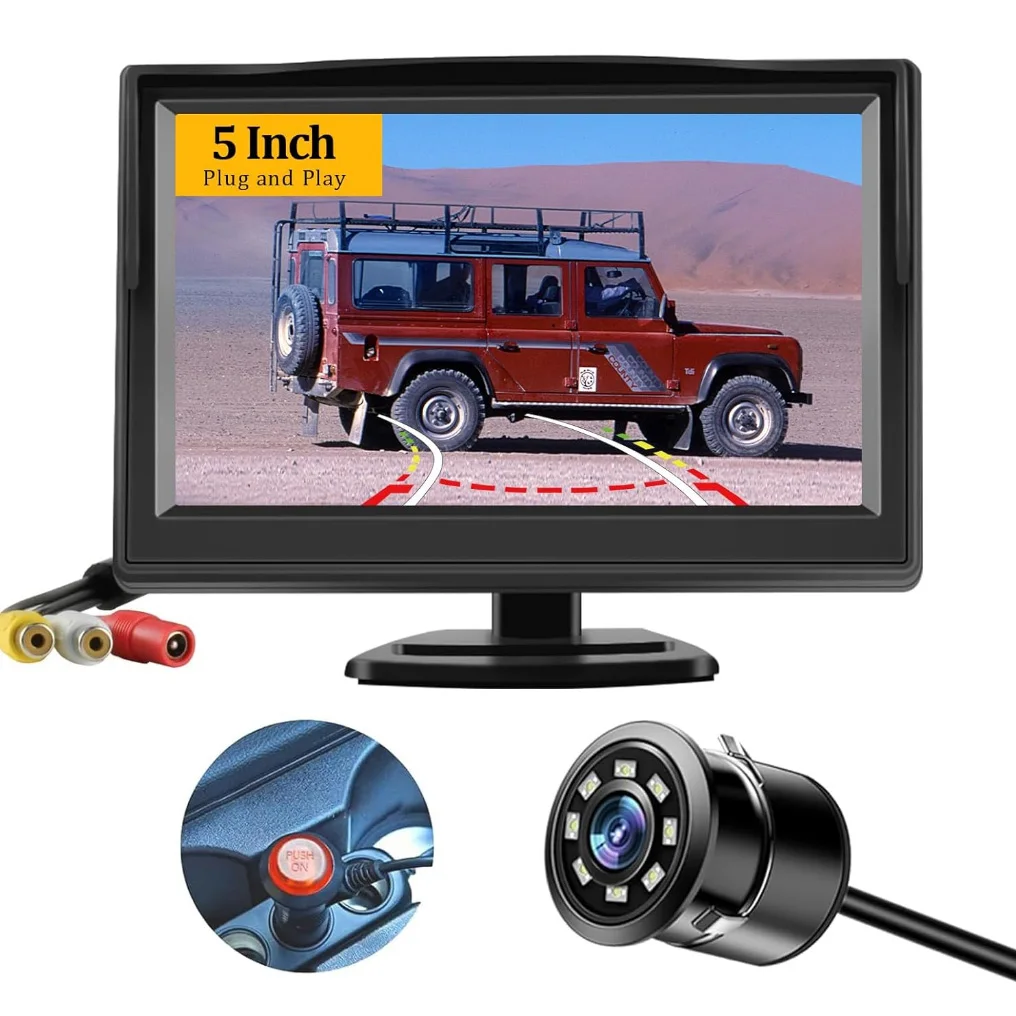 5 Inch TFT LCD Car Monitor System 2 Channels Rear View Monitor with Camera 2 Video Input 5inch Dashboard Rear View Monitor