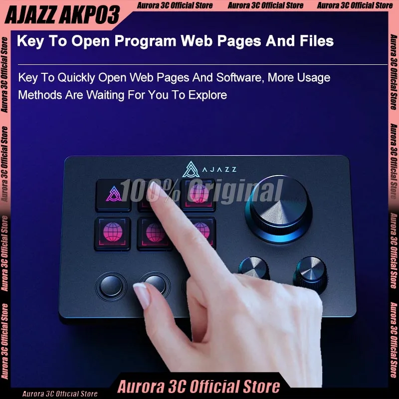

Ajazz Akp03E Desk Console Panel Controller Global Living Knob Visualization Programmable Diy Keys Keypads Desktop Mini Keyboards