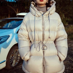 White Down Jacket Women Clothes Loosen Warm Down Jackets and Coats Mid-length Black Winter Coat Women Jaqueta Feminina Zm580