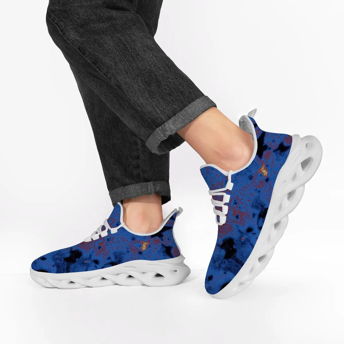 Jungen-Turnschuhe für Mädchen, atmungsaktive Sportschuhe, mit Fleece gefüttert, blau, rot, schwarz, Kunstmuster, lässige weiße Turnschuhe mit klobiger Sohle