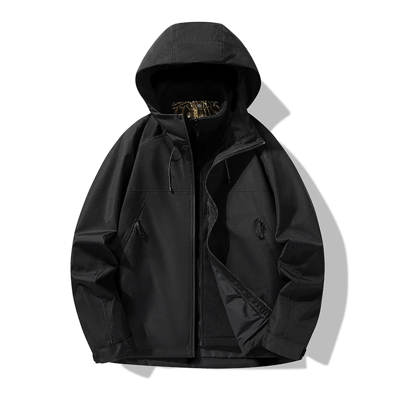شتاء جديد الرجال موضة سترات للتنزه 3 في 1 رشاقته الدافئة جاكيتات الرجال Windptoof غير نافذ للمطر الرياضة في الهواء الطلق مقنعين معاطف