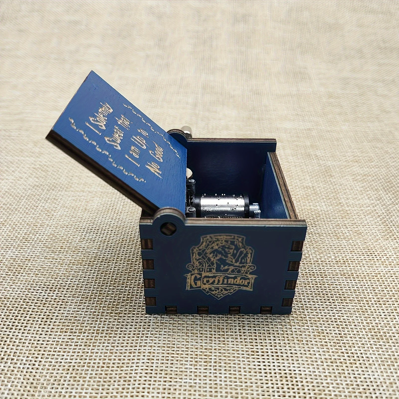 Children Music Box Blue Wooden Antique Carved Hand  Cranked Novel Movie Theme Music Birthday Christmas Gifts for Mom Dad Daughte