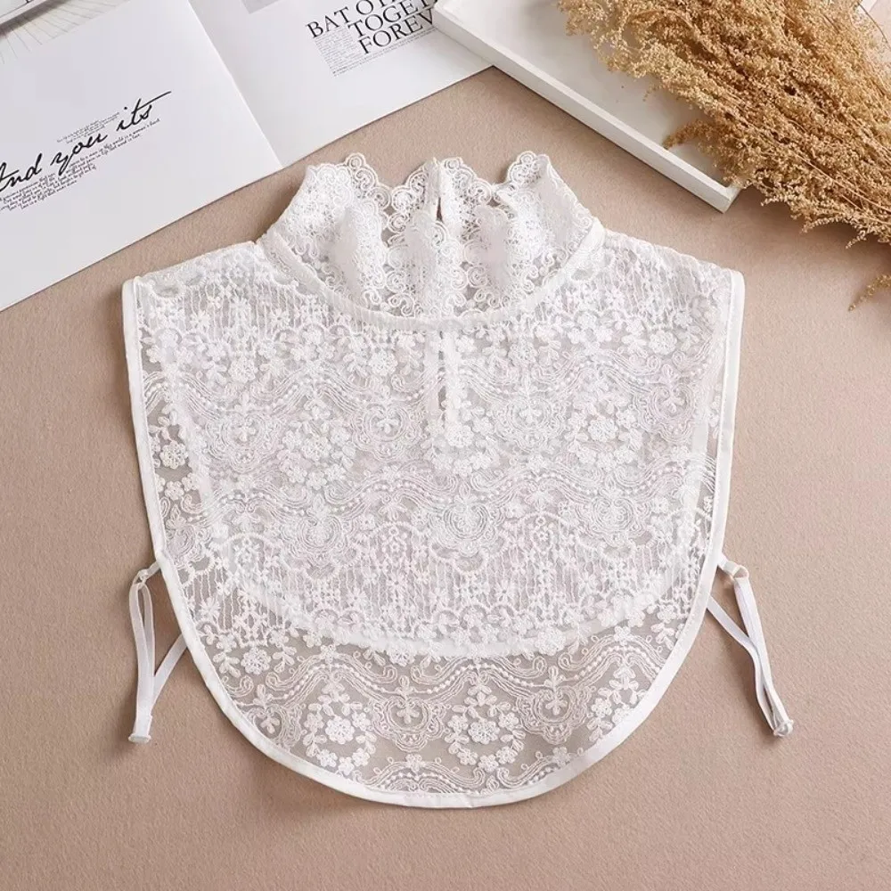 Versatile Design Mesh Texture Fake Collar Detachable Lace Floral Lace Collar Lace Detail Korean Sweater Collar Women