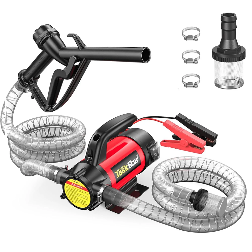 TaskStar Kit de pompe de transfert de carburant 12V 13GPM pompe de transfert Diesel électrique avec tuyaux de buse de carburant pour ferme d'affaires à domicile