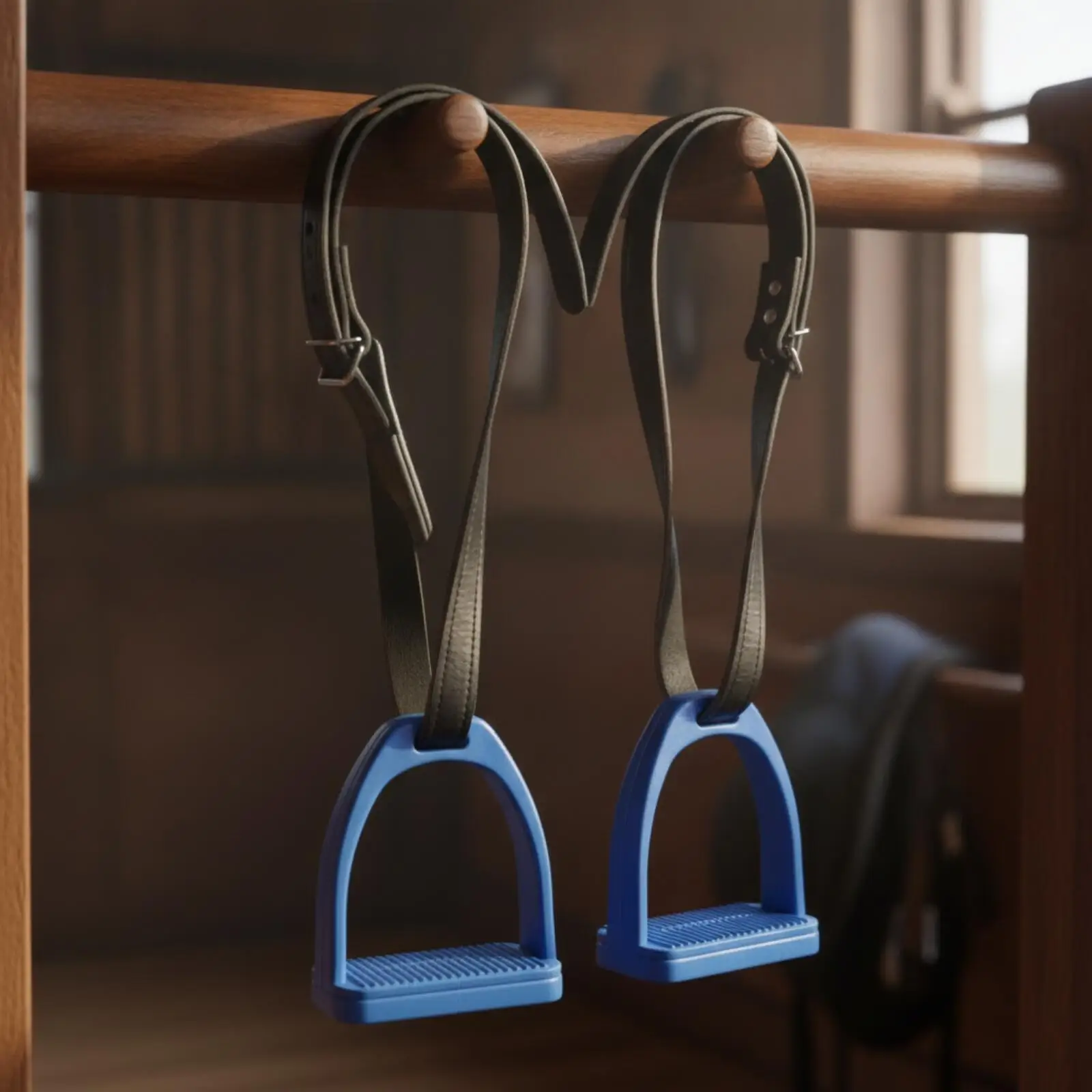 Horse Riding Saddle Strap with Broad Ribbed Stirrups for Secure Boot Grip During Training Sessions