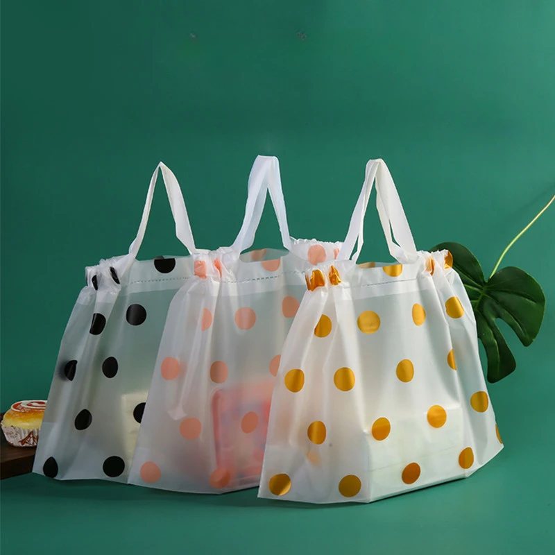 50pcs Plastic Tote Bags Clothing Shoes Bundle Mouth Shopping Bag Portable Gift Packaging Jewelry Candy Christmas Party Supplies