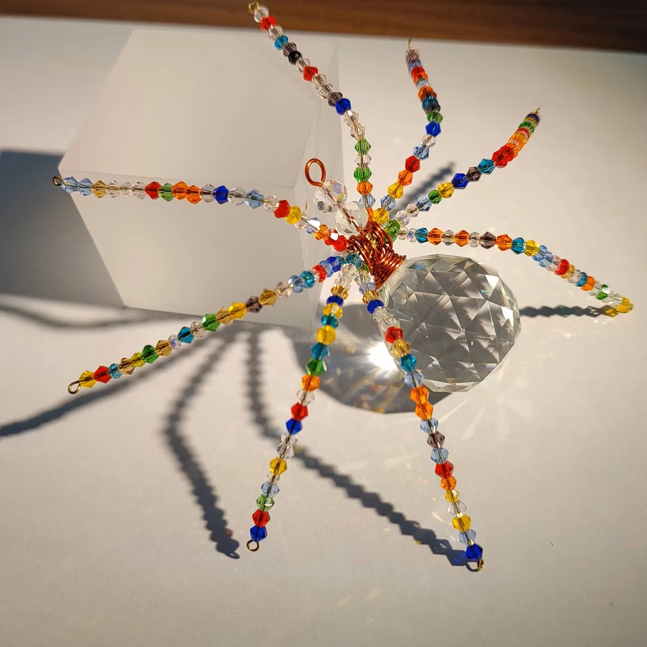 1/3PcsCrystal Spider Suncatcher Ornament Multicolor Beaded Spider Window Hanging Prism Pendant Rainbow Catcher Home Garden Decor