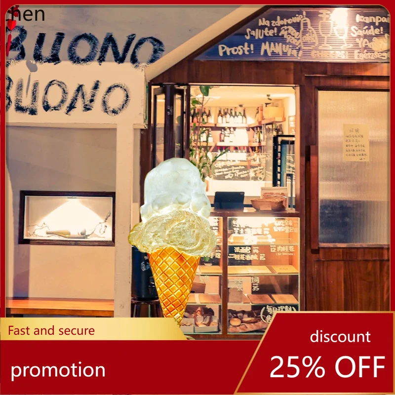 ZMLOutdoor Decoration Luminous Ice Cream Sculpture Box Wall Hanging Ice Cream Ice Cream Donut