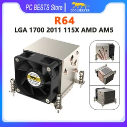 COOLSERVER 2U R64 4 Heatpipe Server CPU Cooler Workstation Computer 4pin PWM Double Ball Cooling Fan Intel LGA2011 1700 115X AM5