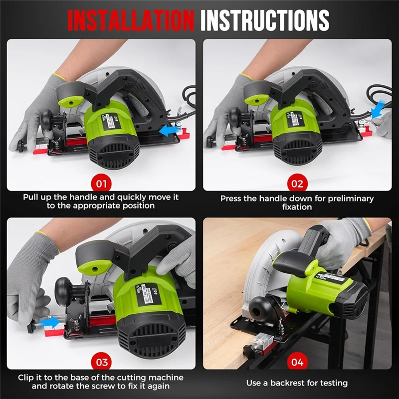 سكة توجيه مرفقة للسياج المصنوعة من خليط معدني - لمنشار دائري 360 مم مع قفل مزدوج، لقطع مستقيمة متوازية وتقليم الخشب #3