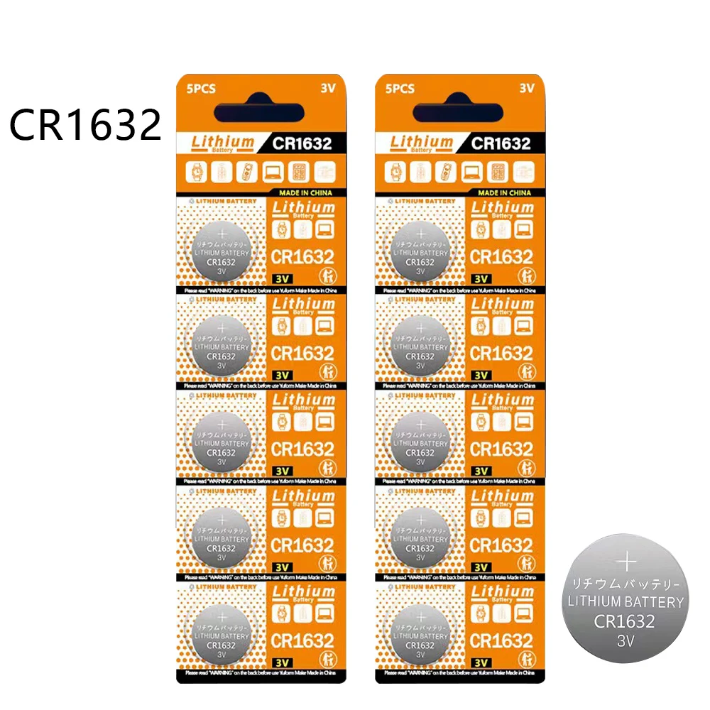 100Pcs=20Card CR1632 Button Batteries LM1632 BR1632 ECR1632 Cell Coin Lithium Battery 3V CR 1632 For Watch Electronic Toy Remote