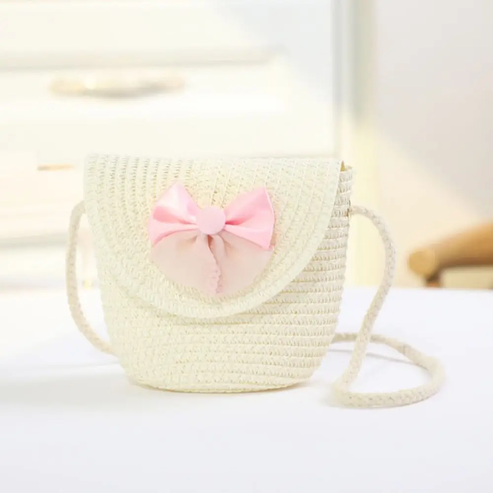 Flip Mini Straw Bag Summer Beach Handmade Woven Zipper Storage Basket Coin Purse Photo Props Crossbody Handbag