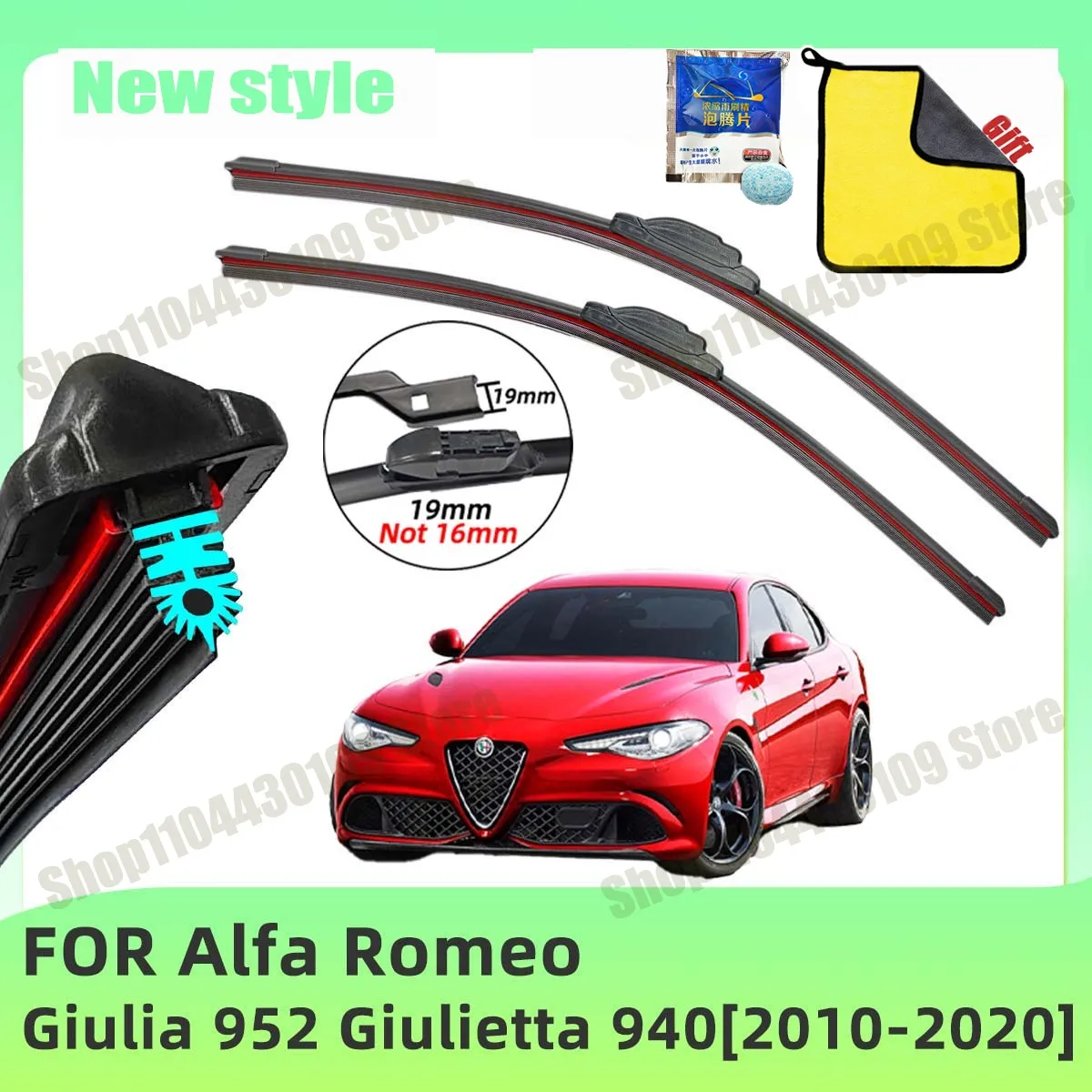 

Car Wiper For Alfa Romeo Giulia 952 Giulietta 940 2010-2020 Front Windscreen Wipers Double Rubber Car Wiper Blades Car
