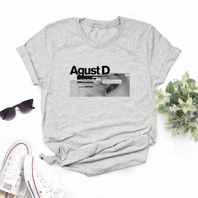 Fashion Korean version of KPOP Agust D printed T-shirt D-2 album Unisex T-shirt Yoongi shirt Teen clothes Graphic T-shirt Tops