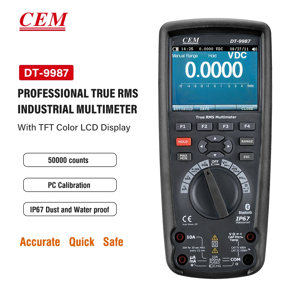 9987 Digital TRMS High Resolution & Accuracy Multimeter with Bluetooth - CEM Instruments