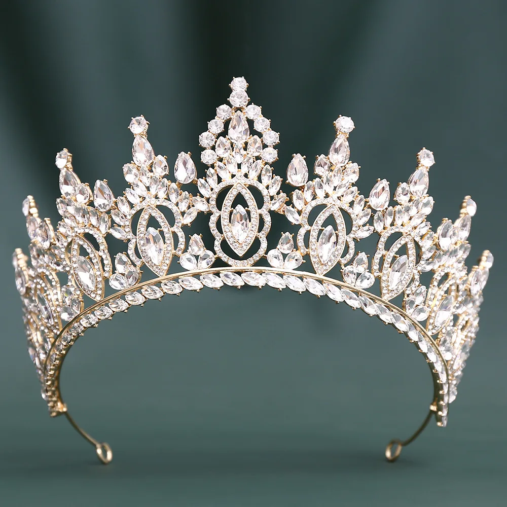 DIEZI Elegant 6 Colors AB Crystal Crown For Girls Women Party Bridal Bride Baroque Luxury Queen Tiara Crown Hair Accessories