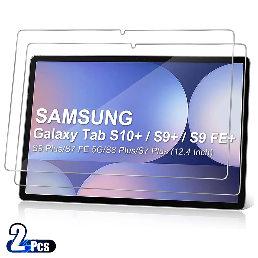 

2 шт. для Samsung Galaxy Tab S10 + Защитная пленка из закаленного стекла S10 Plus 12,4 дюйма, без пузырьков, HD, защитная пленка от царапин