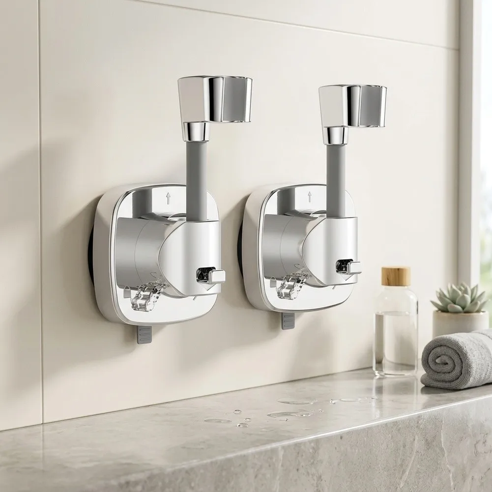 No Drill Suction Shower Head Holder 70CM Adjustable Height ABS Silver Bathroom Wall Mount Bracket For Flexible Showering Solutio