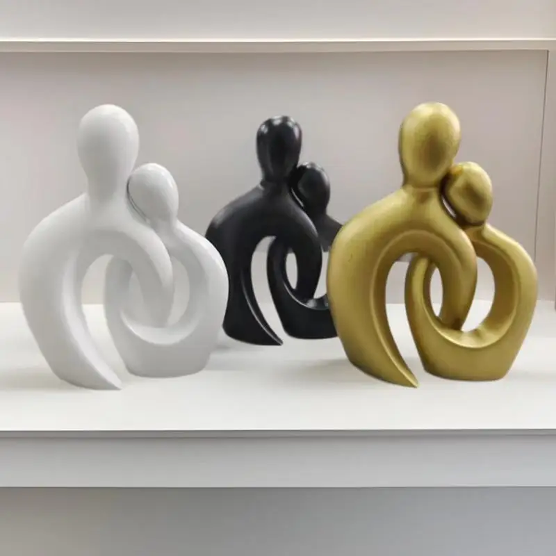 

Aesthetic Resin Couple Sculpture Lover Hugging Characters Abstract Art Statue Home Decor for Bedroom Shelf Table Mantel