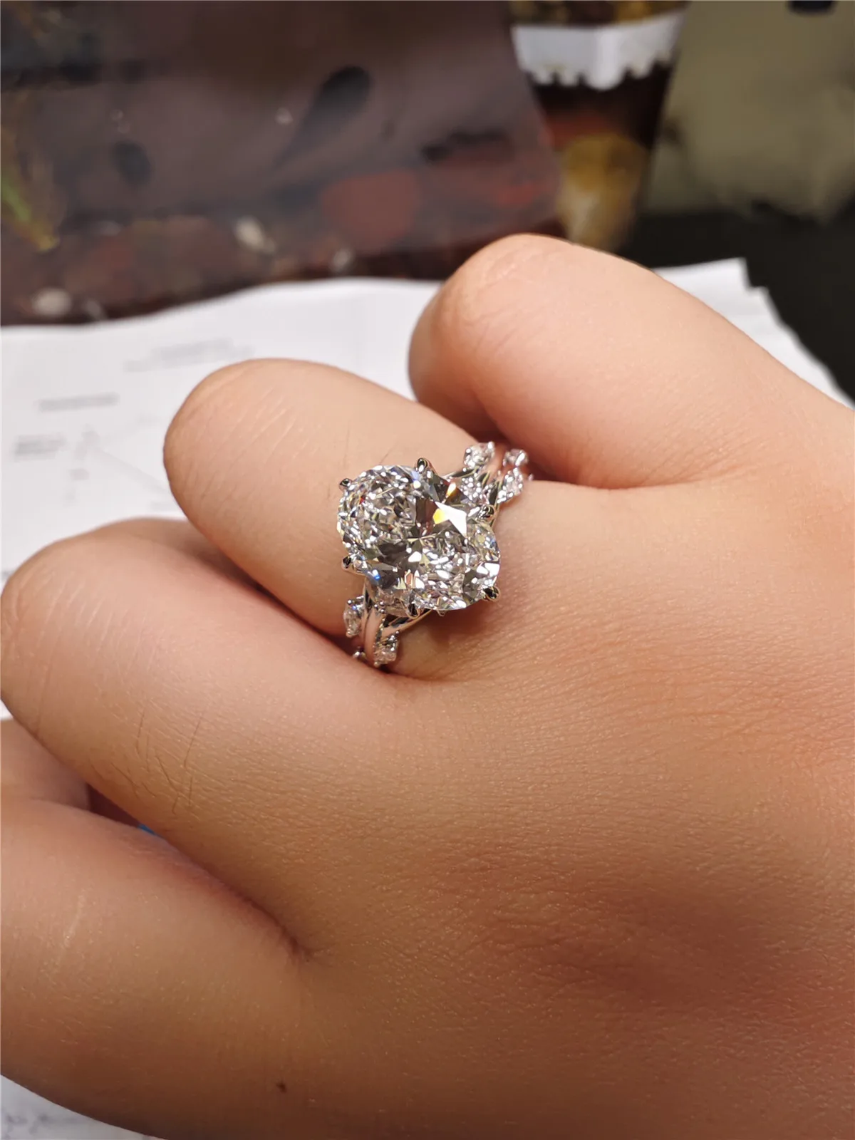 

10-каратное золото, лабораторное корисное бриллиантовое кольцо 3CT с эллиптической/виновой маркизой, обручальное кольцо PT950, платиновое обручальное кольцо, оптовая продажа с фабрики на заказ