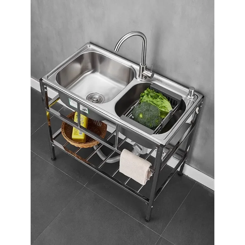 

Kitchen 304 stainless steel sink, double , single with stand, shelf