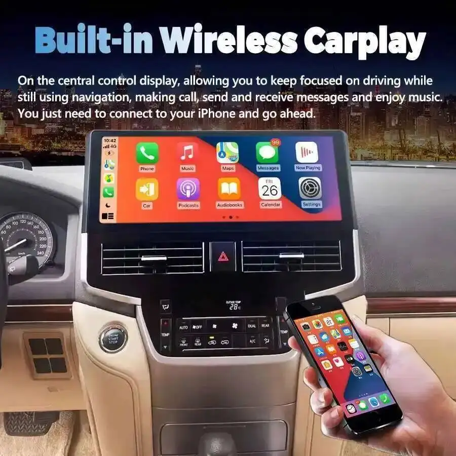 Screen For Toyota Land Cruiser 200 LC200 2016 - 2019 Car Radio Android Multimedia 12.3inch/15inch GPS Navigation CarPlay Player