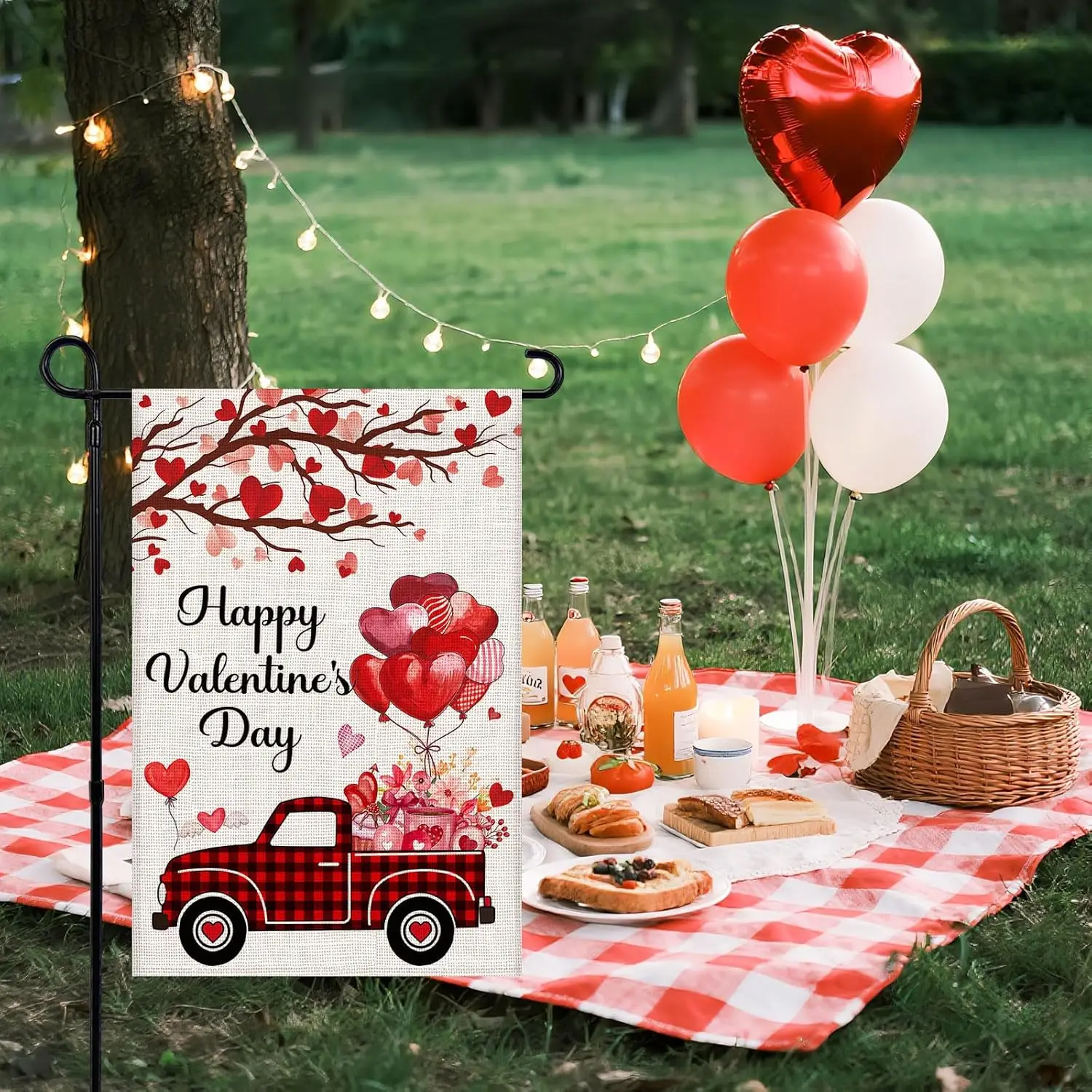 عيد الحب سعيد حديقة العلم 12x18 بوصة الحب مزدوجة الوجهين الخيش الصغيرة للأعلام الخارجية فناء الشرفة راية الأربعاء JHH