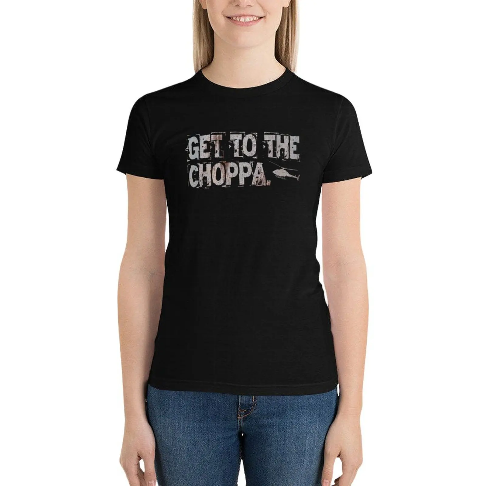 Camiseta de entrenamiento para mujer, ropa estética gráfica de Get To The Chopper Predator