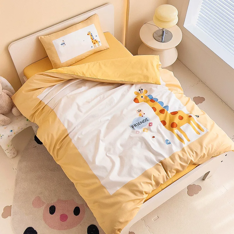 

Cute cartoon children's bedding set Cute animal patterns baby elephant fawn dinosaur Duvet Cover Pillowcase Gift Boys Girls