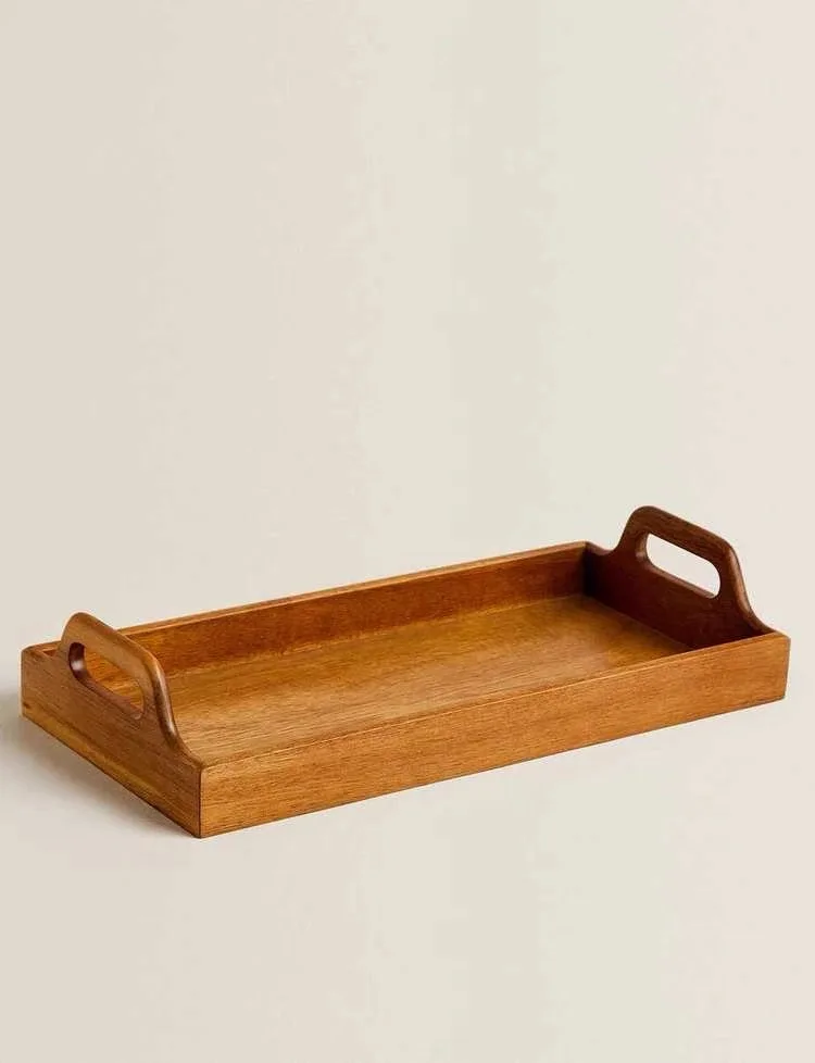 

Rectangular Japanese simple solid wood multifunctional including handle wooden tray tea tray living room fruit tray hospitality