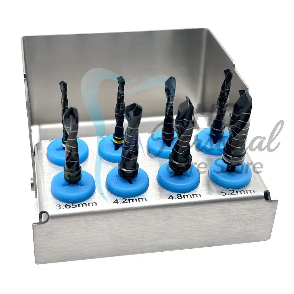 8Pcs Dental Implant Surgical Kit Titanium Coated Drill Bits For Lance & Pilot Holes Maxillary Sinus Lift Dental Clinic Tools