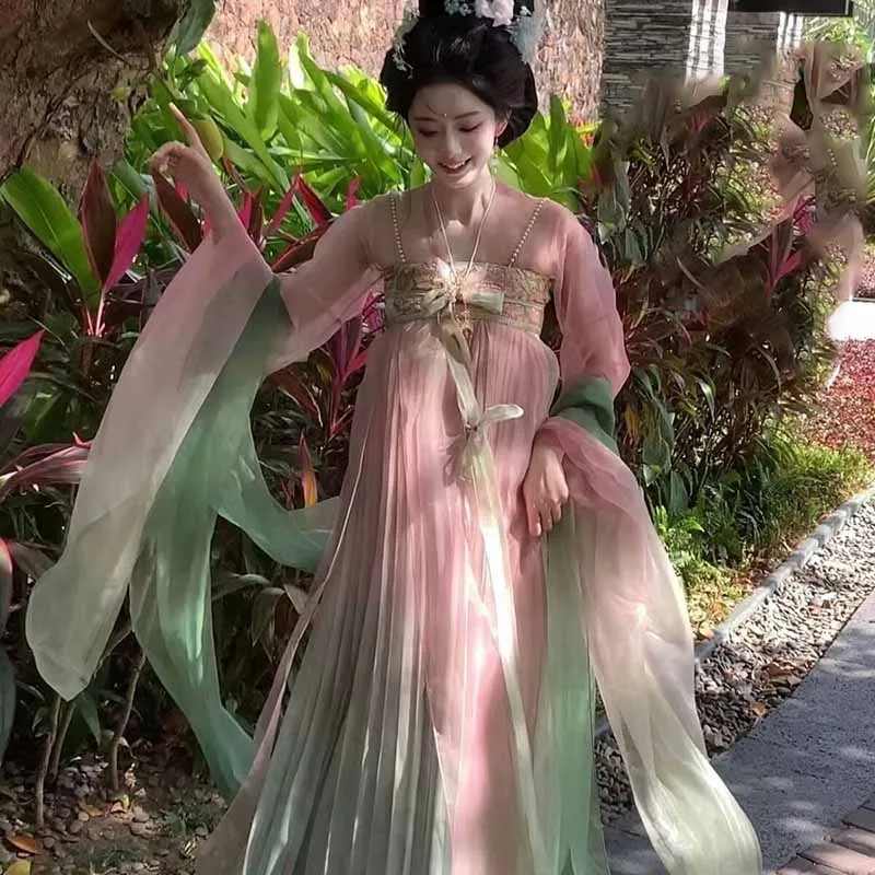 

Платье Ханьфу больших размеров 4XL для женщин, карнавальный костюм на Хэллоуин, костюм феи для косплея, древнекитайское розовое вышитое платье Ханьфу для девочек