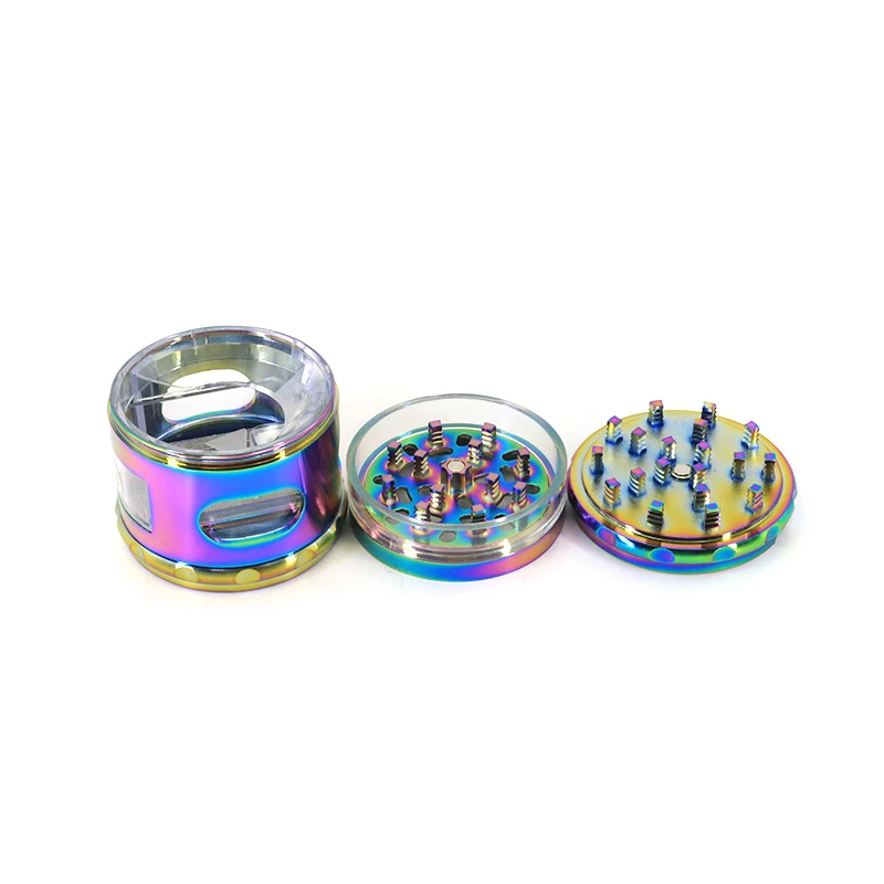 New Style Round Metal Filler Herb Grinder Manual Metal Flavour Grinder with Drawer Smoking Accessories