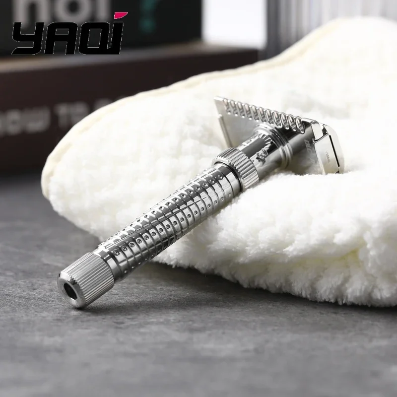 Afeitadora de barba Yaqi, maquinilla de afeitar de acero Yaqi Ultima, peine abierto de acero inoxidable, maquinilla de afeitar de seguridad ajustable para hombres, regalo coleccionable para novio