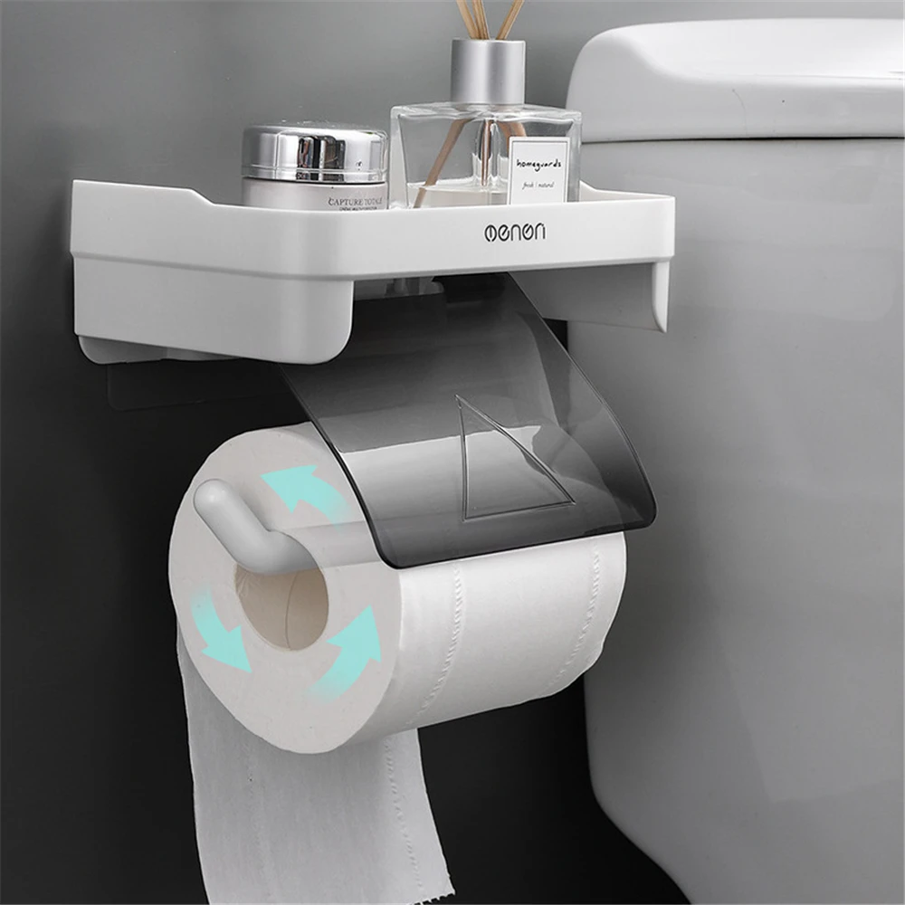 Wall Mount Bathroom Tissue Box Free Punch Toilet Paper Holder Waterproof Dust-proof Durable Home Roll Paper Holder for Hotel