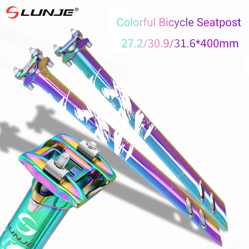 Colorful Bicycle Seatpost Mountain Bike Seat Tube Aluminum Alloy Hollow Seat Post 27.2 30.9 31.6mm*400mm Seat Rod Cycling Parts