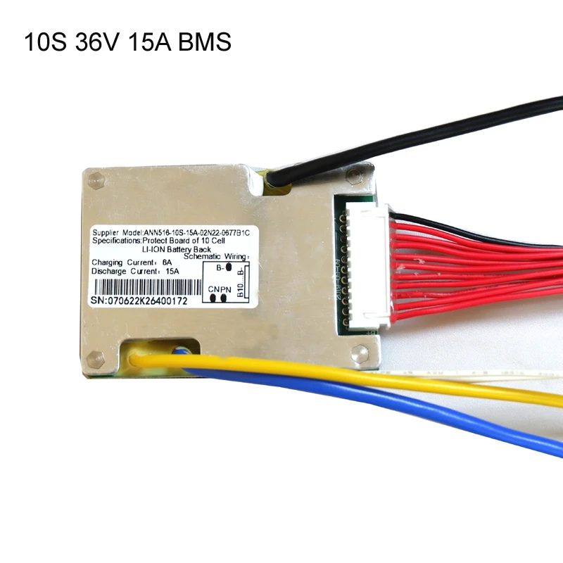 Cella 3.6V/3.7V 10S 36V 10A/15A BMS utilizzata per batteria 36v 10ah 12ah 15ah 15A scarica di picco continua 50A con funzione di bilanciamento
